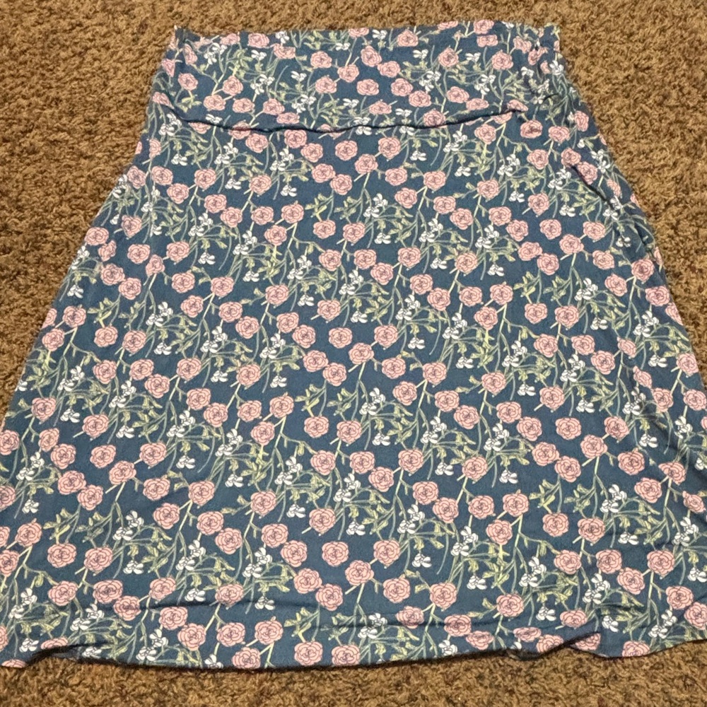 💐3/$30 💐 LuLaRoe Plus Size Blue and Pink Floral Azure Skirt